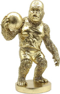 Lukitas Gorilla Playing Basketball Figurine Decor, Kingkong Statue and Sculpture Decor, Creative Decoration for Living Room Office, Golden, Resin 13.5''