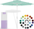 Midtown Umbrellas The Swilt 10 Feet Patio Umbrella in Sunbrella Canvas Glacier Acrylic Fabric - Fiberglass Ribs, Auto-Tilt Aluminum Frame For Backyard, Deck, Garden, Pool - White Pole