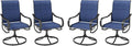 MFSTUDIO Outdoor Swivel Patio Dining Chairs Set of 4, High Back Breathable Textilene Patio Chairs for Balcony, Backyad, Deck, Garden (Navy Fabric,Black Frame)
