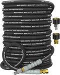 Pressure Washer Hose 150FT 4000 PSI, Kink Resistant Steel Braided Layer & NonMarking Rubber for Hot/Cold Water, High Power Washer Hose With 3/8 Inch Quick Connect & M22 Fitting, Black
