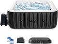LILYPELLE 2-4 Person Inflatable Hot Tub, Large Square Portable Hot Tub with 120 Bubble Jets, Outdoor Spa Set Included Heater Pump, Filter and Spa Cover, 60" X 60" X 25"