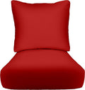 RSH DECOR Indoor Outdoor Deep Seating Chair Cushion with Pillow Back | All Weather Polyester Fabric | Seat 25" W x 25" D & Back 25" W x 21" H | Red