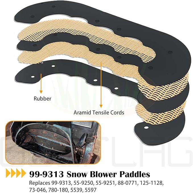 99-9313 Snow Blower Paddles with 55-8760 Scraper 55-9300 Belt Replaces Toro 125-1128, 55-9250, 55-9251, 88-0771 for Toro 38518 CCR2000 CCR2400 CCR2400E CCR2400R CCR2500 CCR3000 Snowthrowers