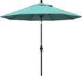 California Umbrella 9' Round Aluminum Pole Fiberglass Rib Market Umbrella, Crank Lift, Collar Tilt, Black Pole, Sunbrella Spectrum Mist