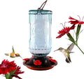 Nature's Rhythm Bird Feeder Vintage Blue Antique Glass Bottle Hummingbird Feeder 5 Feeding Ports and 23-Ounce Nectar CapacityPer Feeder(Blue)