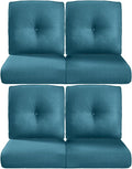 Pop 22x25/22x24 Outdoor Chair Cushions Set of 4 - Heavy Duty High Back Zippered Cushion for Patio Wicker Furniture Dining Gliding Rocking Chairs Loveseat L-Shape Sofa - Peacock Blue/Button