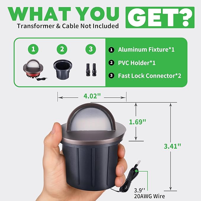 Landscape Well Light, Warm-White 5 Colors Selectable LED Low Voltage In Ground Lights, IP67 Waterproof 12V Outdoor, Single Side 6W 420LM Aluminum ORB for Pathway Lawn 6 Pack