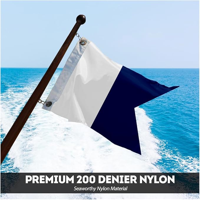 AGAS Alpha Code A Marine Signal 4x6 Ft Flag - Printed 200D Nylon - Canvas Header - Brass Grommets - Colorfast & Stitched Edges - Nautical Boat Flag - Naval Code Signal Flag.