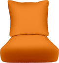 RSH DECOR Indoor Outdoor Deep Seating Chair Cushion with Pillow Back | All Weather Polyester Fabric | Seat 25" W x 25" D & Back 25" W x 21" H | Orange