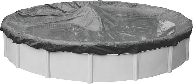 Robelle 21 ft Ultimate Charcoal Winter Pool Cover for Above Ground Pools, 4 ft Overlap (25 ft Cover Size), Solid 14 x 14 Scrim, 5.2 oz/yd2, 20-Year Warranty, Style: 5121-4A