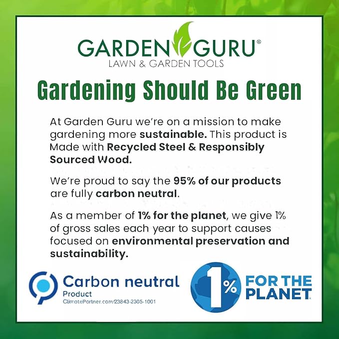 Garden Guru Eco Hand Cultivator Rake Tiller Tool- 100% Recycled Stainless Steel - Rust Resistant - FSC Certified Wood Ergonomic Handle - Great for Gardening Cultivating Loosening Weeding