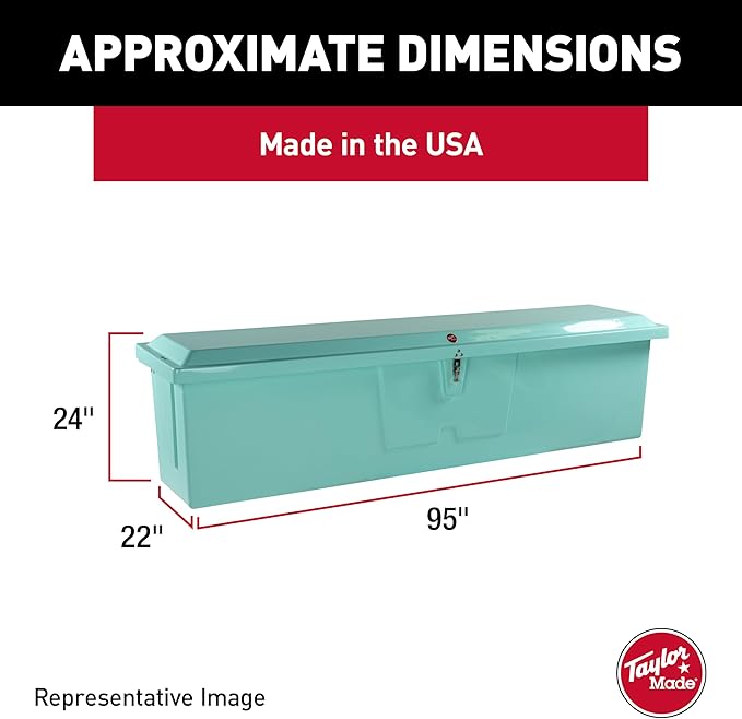 Taylor Made Stow N’ Go Fisherman’s Fiberglass Dock Box, Extra Large (24" H X 95" W X 22" D), Ice Blue, Smooth Interior Finish, Lockable Latch, Stainless-Steel Hardware - 83560IB
