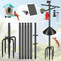 Gtongoko Squirrel Proof Smart Bird Feeder Pole for Outdoors 107 Inch 1 Inch Diameter Bluebird House Pole with 2 Platform and 8 Hooks for Bird Feeder with Camera Adjustable Heavy Duty Mounting Pole