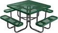 COATEDOUTDOORFURNITURE Heavy-Duty Portable Outdoor Picnic Table with Umbrella Hole, Expanded Metal Commercial-Grade Patio Dining Furniture Made in America (46" Square Top, Green)