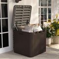 60 Gallon Outdoor Storage Box, Waterproof Patio Deck Box with Lockable Lid, Heavy-Duty HDPE Bench for Garden Tools, Cushions (Brown, 60 Gallon)