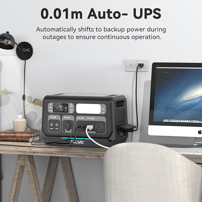 ALLWEI 2400W Portable Power Station (Surge 4800W) with 2x400W Solar Panel and 2x2048Wh Expansion Battery Included, 4 AC Outlet, LiFePO4 Battery Backup Generator for RV Camping Emergency Outdoor Home