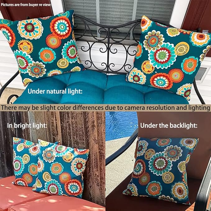 Magpie Fabrcis Pack of 2 Outdoor Waterproof Throw Pillow with Insert 18 x 18 Inch, Christmas Decorative Back Cushion Pad for Garden Patio Tent Balcony Couch Sofa(Floral Green)