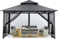 MASTERCANOPY Outdoor Garden Gazebo for Patios with Stable Steel Frame and Netting Walls (10x12,Dark Gray)
