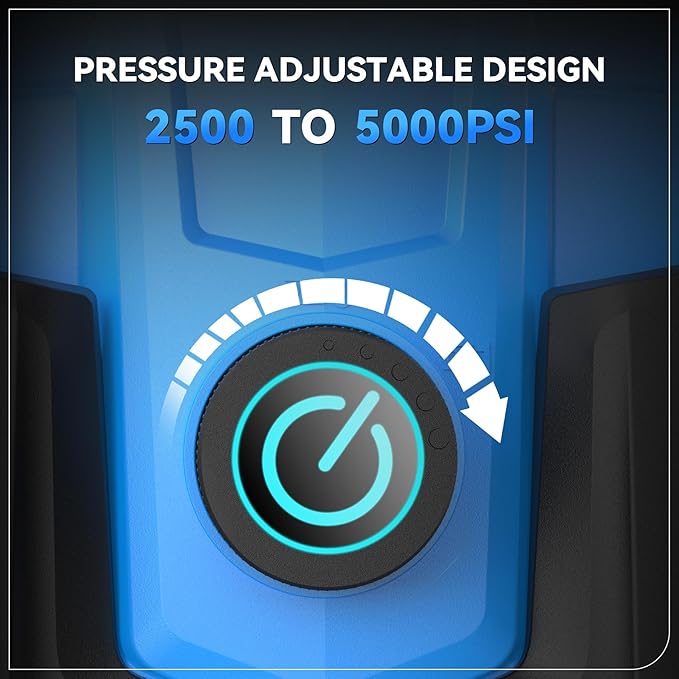 Pressure Cleaner, 5000 PSI 4.0 GPM Heavy Duty Power Cleaner, with 4 Nozzles,Foam Cannon,33FT Hose Reel and 500ml Soap Bottle for Home/Cars(Blue)