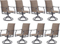 Soohow Swivel Outdoor Dining Chairs Set of 8, Patio Swivel Dining Chair with Textilene Fabric, Outdoor Metal Armchair All Weather Resistant, Ergonomic Comfort, Perfect for Patio, Backyard, Balcony