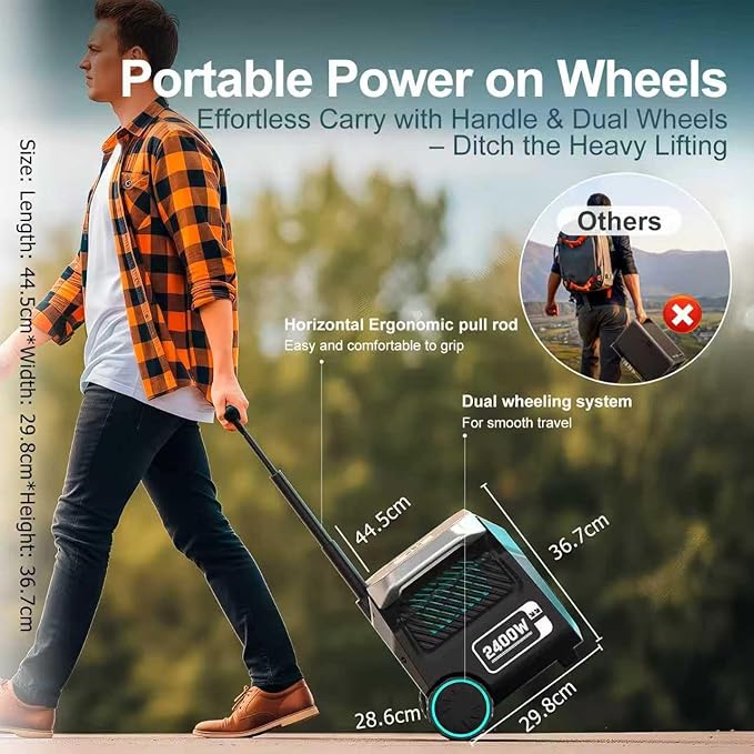 IEE P2400 Portable Power Station with 1x200W Solar Panel,2400W AC Outlet(Peak 5000W),1800W 1.2H Fast Charge,2048WH Lifepo4 Battery,Below 30DB Solar,5-8MS EPS Switch,Power Generator for Home Backup,RV.