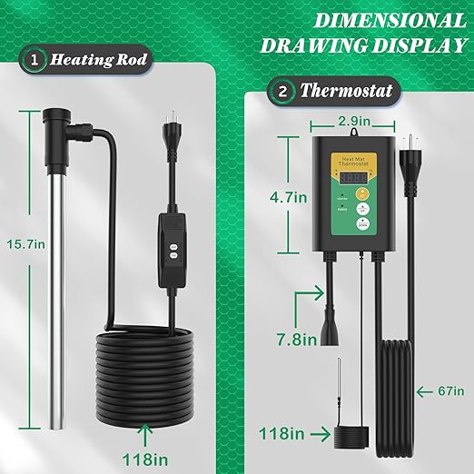1500W Titanium Fully Submersible Portable Electric Immersion Large Pool & Hot Tub Water Heater with LCD Thermostat & GFCI Leakage Protection, Ideal for Baptistry, Bathtub, Bucket, Swimming Pool (GY)