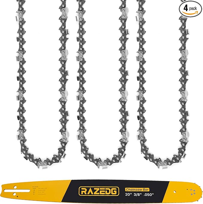 20 Inch Chainsaw Bar and Chain Combo for Husqvarna, 3/8" Pitch, 050" Gauge, 72 Drive Links Fits Husqvarna 455, 455 Rancher 460 Rancher 570, Poulan PP5020AV PR5020 and More (1 Bar + 3 Chains)