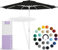 Midtown Umbrellas The Swilt 9 Feet Patio Umbrella in Sunbrella Black Acrylic Fabric - Fiberglass Ribs, Auto-Tilt Aluminum Frame For Backyard, Deck, Garden, Pool - White Pole