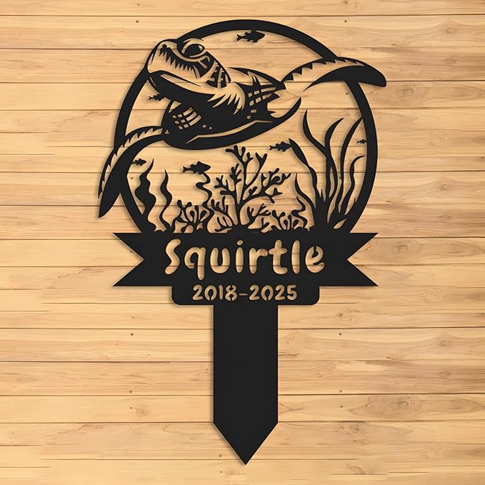 Custom Turtle Metal Memorial Plque,Personalized Turtle Remembrance Stake,Turtle Loss,Grave Markers,Outdoor Garden Decor,Yard Sign turtle 16inch