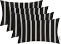 RSH DECOR: Sunbrella Lumbar Throw Pillows Set of 4 | 20" x 12" | Water and Fade-Resistant Performance Fabric | Outdoor Pillow Covers with Down-Alternative Inserts | Shore Classic Black