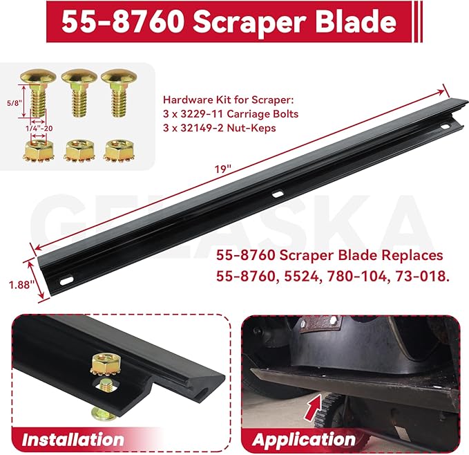 GELASKA 99-9313 Snow Blower Paddles with 55-8760 Scraper 95-6151 Belt Replaces 125-1128, 55-9250, 55-9251, 88-0771 for Toro CCR2400, CCR 2450 GTS, CCR2500, CCR3000, CCR3600, CCR 3650 GTS Snowthrowers