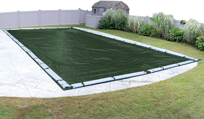 Robelle 18 x 40 ft Heavy Duty Green Winter Pool Cover for Inground Pools, 5 ft Overlap (23 x 45 ft Cover Size), Solid 8 x 8 Scrim, 2.36 oz/yd2, 10-Year Warranty, Style: 321840R