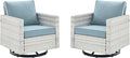 Outdoor Patio Swivel Rocker Chairs - Wicker Patio Swivel Rocking Chairs Set of 2 with Waterproof Wicker,Comfortable Cushions and Sturdy Metal Frame for Outside Porch Deck Backyard(Light Grey/Sky Blue)