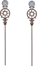 Touch of Class Pathways Reflective Driveway Marker Stake Set of Two for Outdoor Use | Radiating Sun Design | Personalized Tall Reflector Set of 2 | Weathered Bronze Durable Finish
