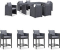 PURPLE LEAF 7-Piece Patio Conversation Set Olefin Cushions Outdoor Rectangular Aluminum Dining Table and Chairs for Garden Backyard Kitchen Indoor Decor Grey