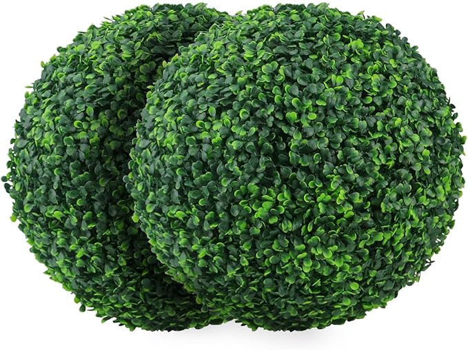 Sunnyglade 2 PCS 13 inch 4 Layers Artificial Plant Topiary Ball Faux Boxwood Decorative Balls for Backyard, Balcony,Garden, Wedding and Home Décor (13 inch)