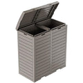 Outdoor Trash Can with Lid, Outdoor Trash Bin & Pull-Out Liquid Drawer, Dual Lid Closure Design, Waterproof Resin Garbage Can Container for Patio, Backyard, Deck (Grey, 62 Gallon)