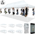 HOTEEL 10x30 Pop up Canopy Tent for Parties, Heavy Duty Easy Setup Tent with 8 Sidewalls, Outdoor Commercial Instant Gazebo for Wedding Event, with Portable Bag & Sand Bags, White(Hexagonal Frame)