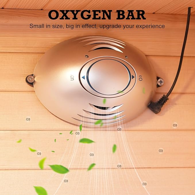 Infrared Sauna Room with WiFi Control, 2 Person Canadian Cedar Wood Indoor Saunas Spa with Red Light Therapy, Oxygen Bar, Speaker, Backrest, 1800W/220V, Ideal Sauna for Gym, Home