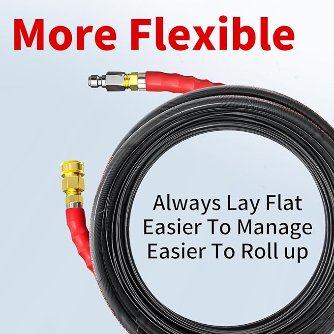 Pressure Washer Hose 75FT, 4200PSI High Tensile Wire Braid Kink Resistant Power Washer Extension Hose, 1/4" Flexible Replacement Hose with M22-14mm Brass Swivel Thread and 3/8 Quick Connect