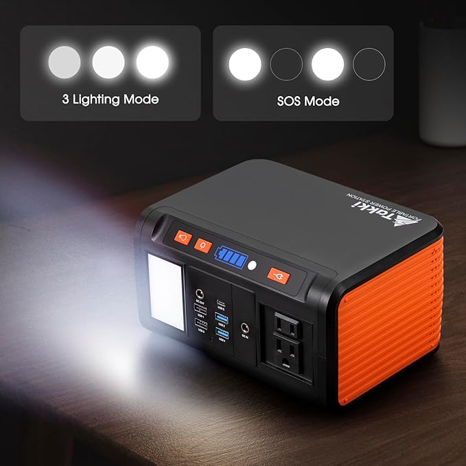 Takki Solar Generator 250W Portable Power Station with 40W Solar Panels 222Wh Pure Sine Wave Camping Lithium Battery Power Bank with AC 110V Outlet for Camping CPAP Home Use Emergency Outdoor