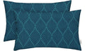 RSH DECOR: Lumbar Throw Pillows Set of 2 | 20” x 12" | All-Weather Spun Fabric | Water and Fade-Resistant | Outdoor Support Pillows for Patio Furniture | Fenbrook Blue