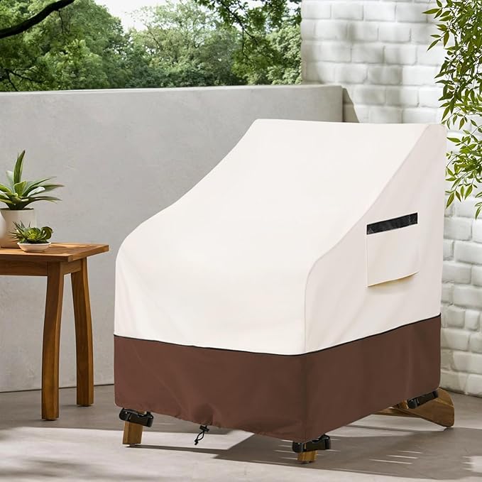 Patio Chair Covers 2 Pack,Waterproof Heavy Duty Patio Furniture Covers for Outdoor Chair(40 W x 40 D x 36 H inches) Beige & Brown