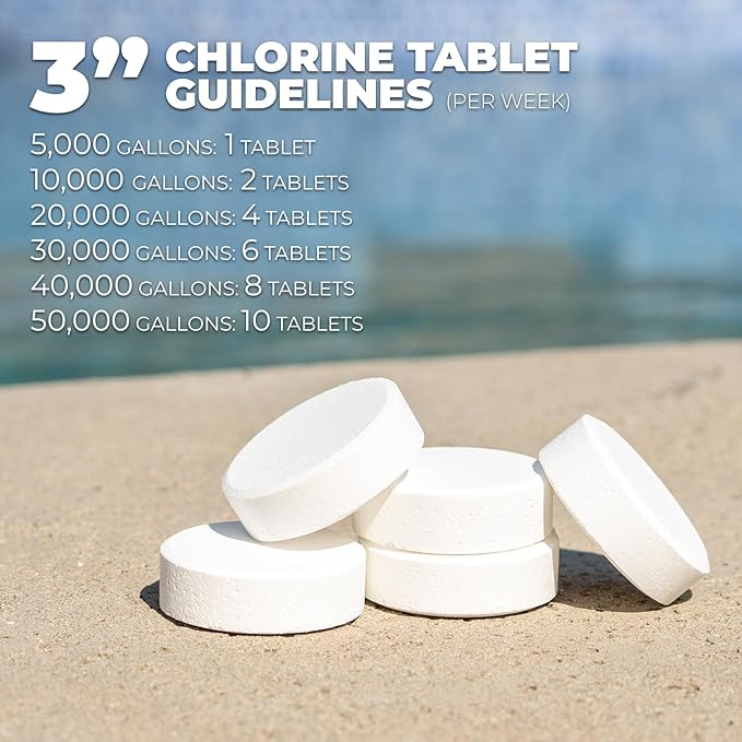 XtremeClear 45lbs Chlorine Tablets, 3" Swimming Pool & Spa Chlorine Tablets Long-Lasting, Slow Dissolving, Chlorine Tabs 3 Inch Tablets Bucket