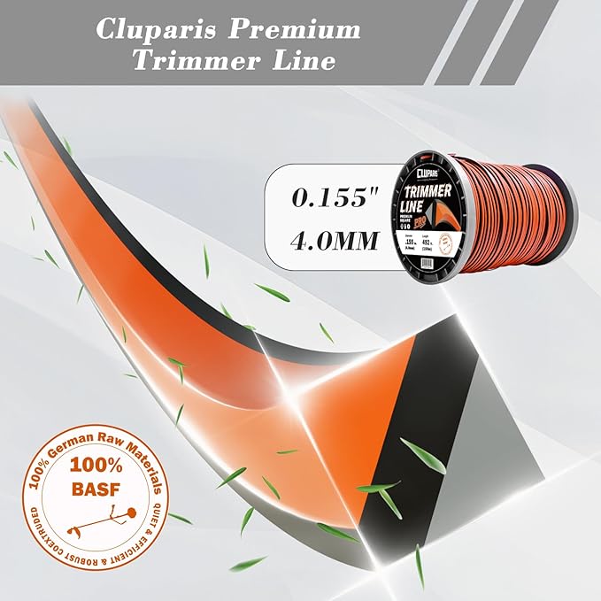 Cluparis 5-Pound Super Heavy Duty Trimmer Line .155-Inch-by-492-ft Square Pro Trimmer Line Spool 3-Component Tri-Extrusion Weed Eater String with Super Line Cutter