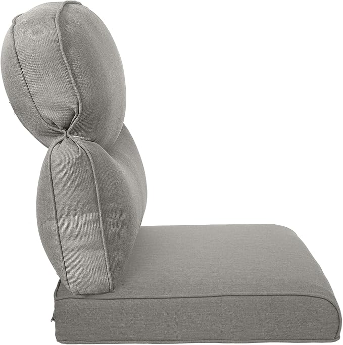 Pop 22x25/22x24 Outdoor Chair Cushions Set of 4 - Heavy Duty High Back Replacement Zippered Cushion for Patio Furniture Set Dining Rocking Chairs Loveseat L-Shape Sofa - Grey/Smile