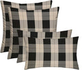 RSH DECOR: Lumbar & Square Throw Pillows Set of 4 | 20" x 12" & 17" x 17" | All-Weather Spun Fabric | Water and Fade-Resistant | Outdoor Accent Pillows for Patio Furniture | Branson Pewter Plaid