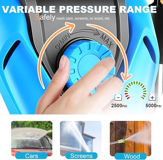 Pressure Cleaner 5000 PSI 4.0 GPM Power Cleaner with 33FT Hose, 4 Nozzle and 500ML Foam Cannon, Cleaner Machine for Home, Car Washing, Fence Cleaning, Patio