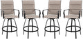 Vongrasig 4 Piece Outdoor Patio Swivel Bar Chairs, All Weather Padded Sling Textile High Top Bar Stools, Bistro Set for Backyard, Lawn Garden, Balcony, Gray