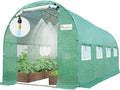 KING BIRD Premium 15x6.6x6.6FT Greenhouse for Outdoors, Large Walk-in Heavy Duty Galvanized Steel Frame, Mesh Door Screen Window Tunnel Hoop Garden Plant Winter Hot House, with Watering Kits, Green